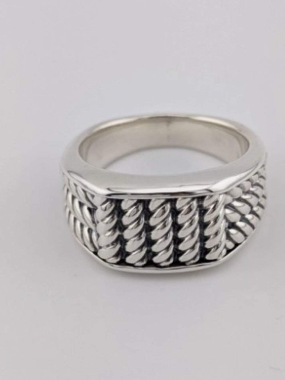 David Yurman Men's Maritime 3 Sided Narrow Rope Ring in Sterling Silver Size 10